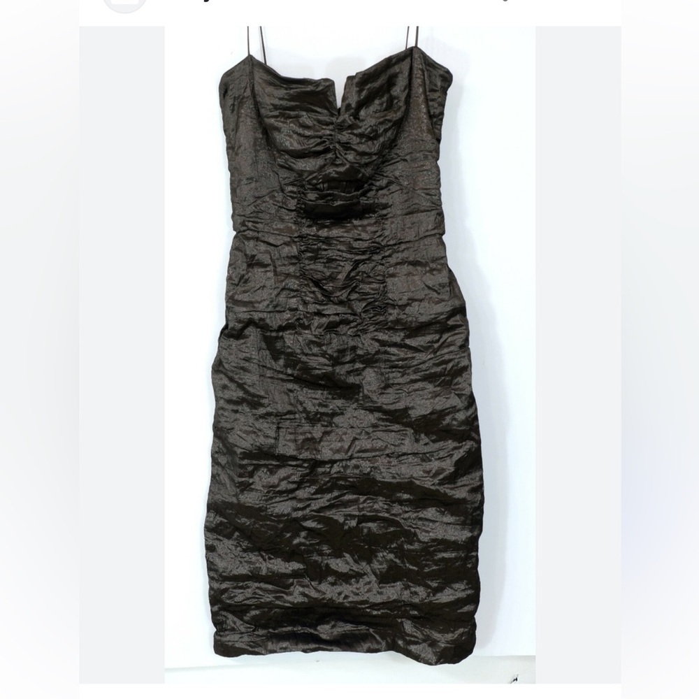 NWT Nicole Miller 00s/10s body con Black Ruched Dress size 6p - Picture 2 of 9